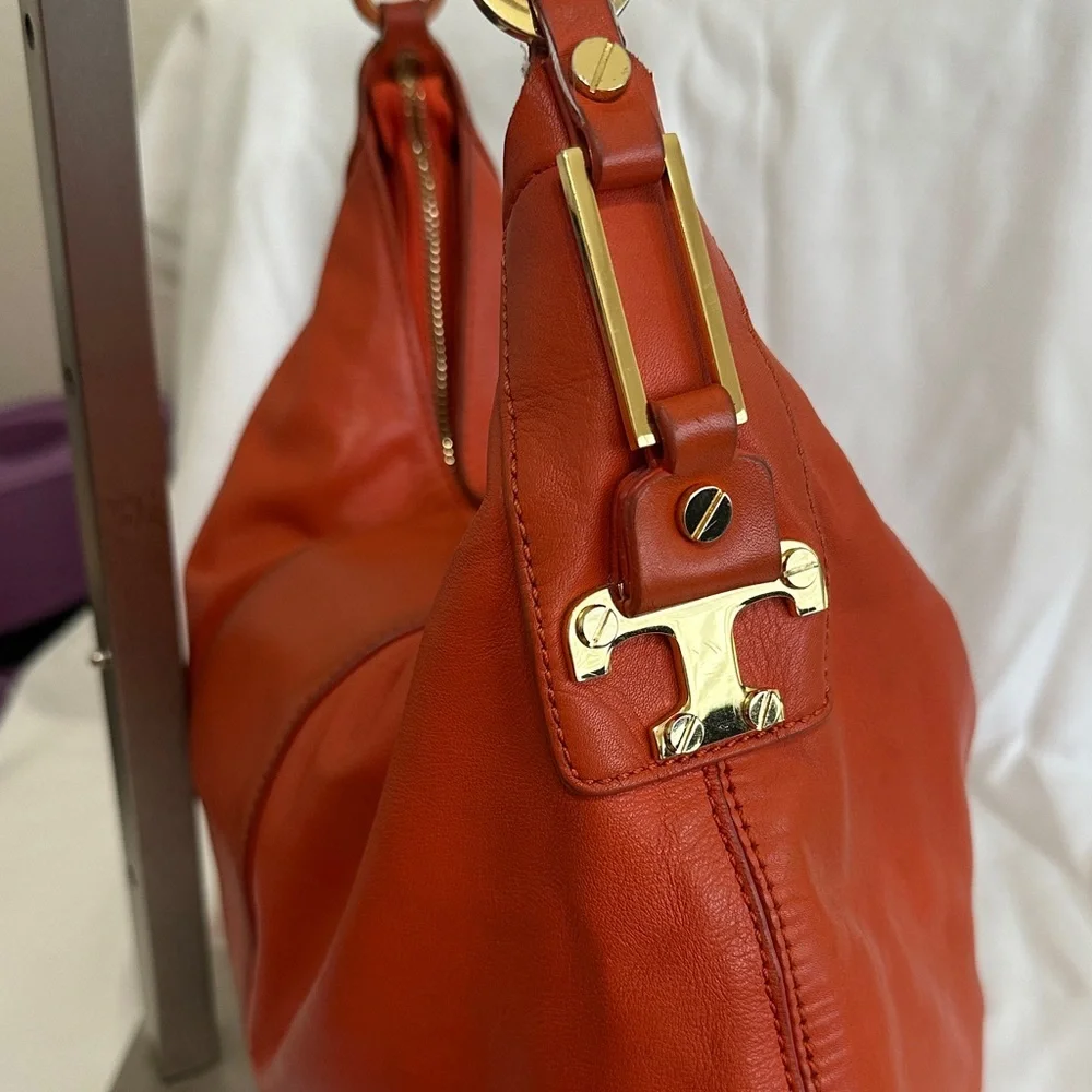 Tory Burch Vibrant Orange Leather Hobo Bag - Picture 4 of 16